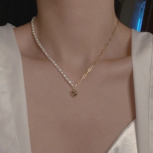 گردنبند قلب و مرواريد